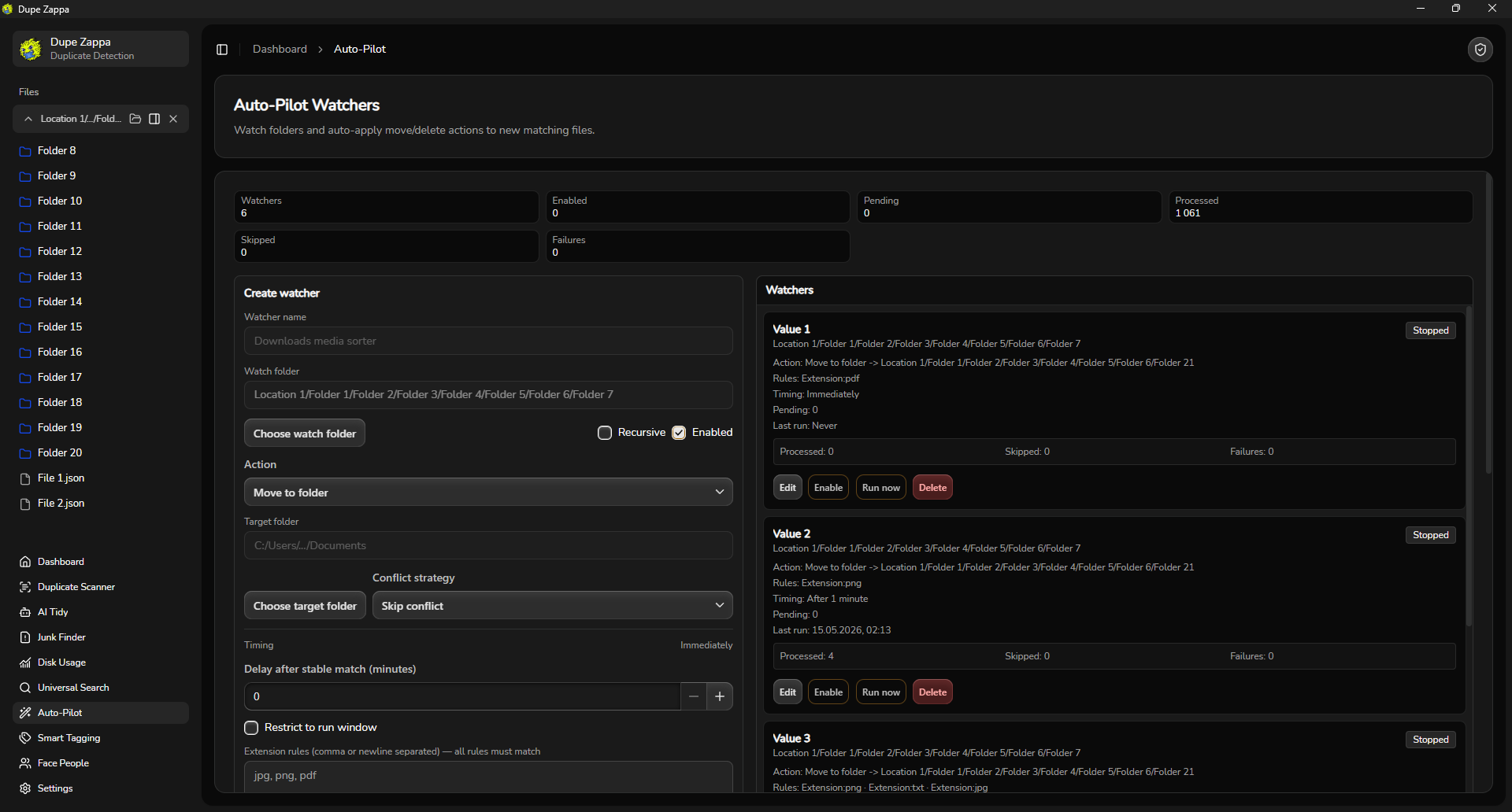 Auto-Pilot Watchers configuration