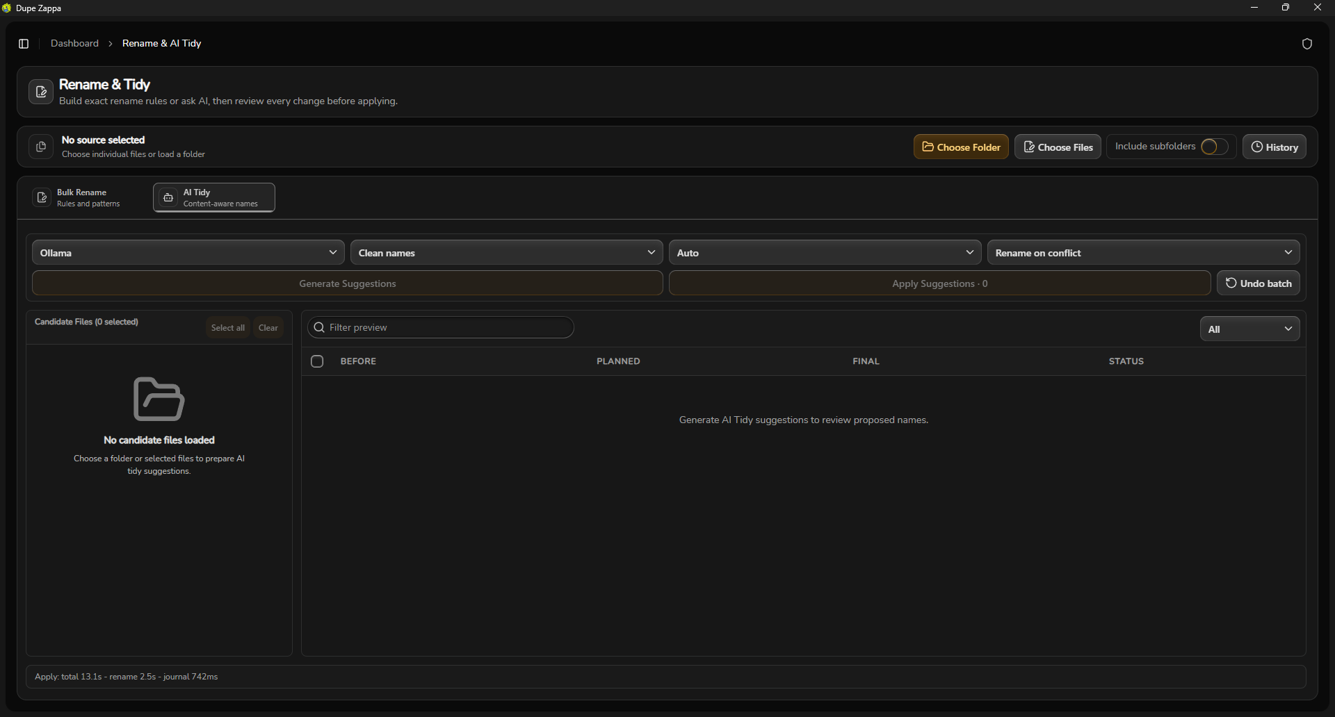 DupeZappa AI Tidy rename suggestions