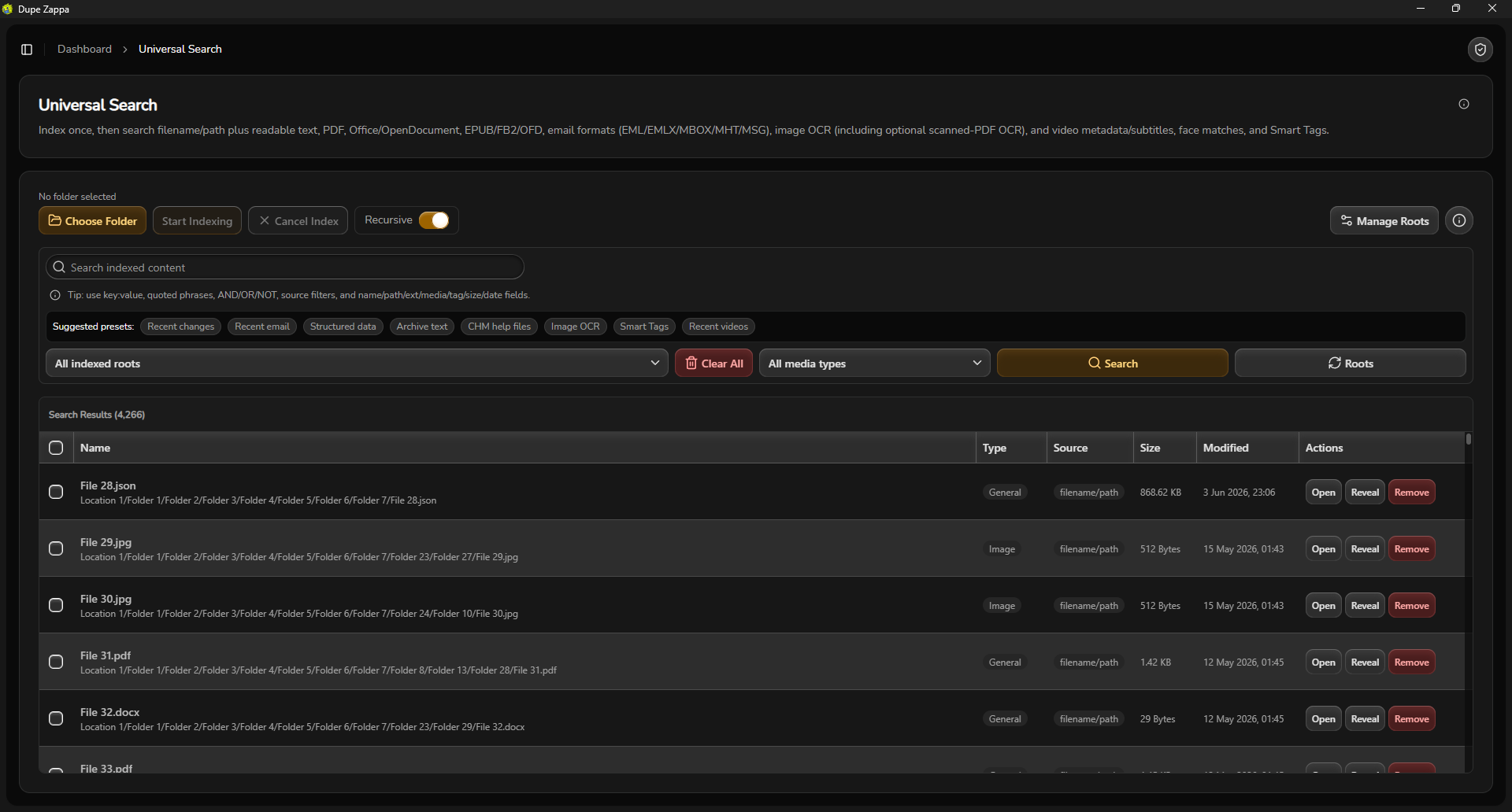 DupeZappa Universal Search and duplicate detection